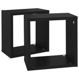 Wall Cube Shelves 2 pcs Black 26x15x26 cm - Rear View