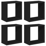 Wall Cube Shelves 4 pcs Black 26x15x26 cm