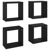 Wall Cube Shelves 4 pcs Black 26x15x26 cm - Front View