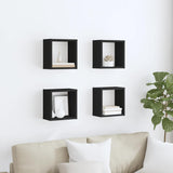 Wall Cube Shelves 4 pcs Black 26x15x26 cm