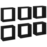 Wall Cube Shelves 6 pcs Black 26x15x26 cm