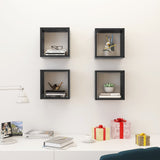 Wall Cube Shelves 4 pcs Grey 26x15x26 cm - Side View