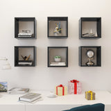 Wall Cube Shelves 6 pcs Grey 26x15x26 cm - Side View