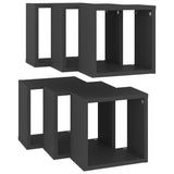 Wall Cube Shelves 6 pcs Grey 26x15x26 cm - 45-Degree Angle