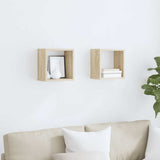Wall Cube Shelves 2 pcs Sonoma Oak 26x15x26 cm - Side View