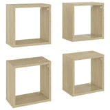 Wall Cube Shelves 4 pcs Sonoma Oak 26x15x26 cm - Front View