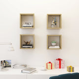 Wall Cube Shelves 4 pcs Sonoma Oak 26x15x26 cm - Side View
