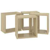 Wall Cube Shelves 4 pcs Sonoma Oak 26x15x26 cm - Rear View