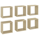 Wall Cube Shelves 6 pcs Sonoma Oak 26x15x26 cm - Front View
