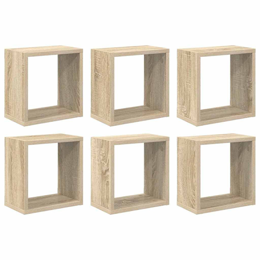 Wall Cube Shelves 6 pcs Sonoma Oak 26x15x26 cm
