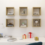 Wall Cube Shelves 6 pcs Sonoma Oak 26x15x26 cm - Side View
