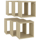 Wall Cube Shelves 6 pcs Sonoma Oak 26x15x26 cm - 45-Degree Angle