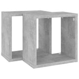 Wall Cube Shelves 2 pcs Concrete Grey 26x15x26 cm - 45-Degree Angle