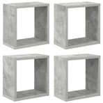 Wall Cube Shelves 4 pcs Concrete Grey 26x15x26 cm