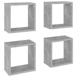 Wall Cube Shelves 4 pcs Concrete Grey 26x15x26 cm - Front View