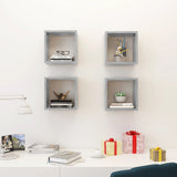 Wall Cube Shelves 4 pcs Concrete Grey 26x15x26 cm - Side View