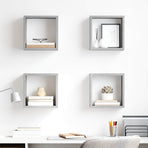 Wall Cube Shelves 4 pcs Concrete Grey 26x15x26 cm