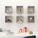 Wall Cube Shelves 6 pcs Concrete Grey 26x15x26 cm - Side View