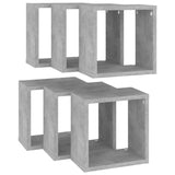 Wall Cube Shelves 6 pcs Concrete Grey 26x15x26 cm - 45-Degree Angle