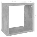 Wall Cube Shelves 6 pcs Concrete Grey 26x15x26 cm - Extra Image