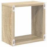 Wall Cube Shelves 2 pcs White and Sonoma Oak 26x15x26 cm
