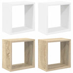 Wall Cube Shelves 4 pcs White and Sonoma Oak 26x15x26 cm