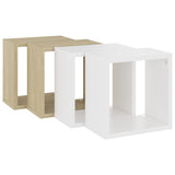 Wall Cube Shelves 4 pcs White and Sonoma Oak 26x15x26 cm - Rear View