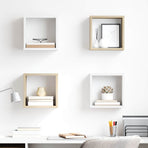 Wall Cube Shelves 4 pcs White and Sonoma Oak 26x15x26 cm