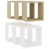 Wall Cube Shelves 6 pcs White and Sonoma Oak 26x15x26 cm - Rear View