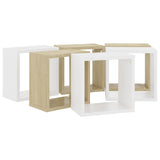 Wall Cube Shelves 6 pcs White and Sonoma Oak 26x15x26 cm - Close-Up Angle
