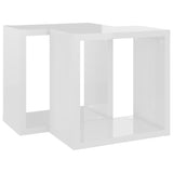 Wall Cube Shelves 2 pcs High Gloss White 26x15x26 cm - 45-Degree Angle