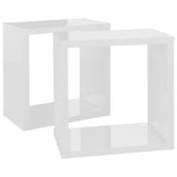 Wall Cube Shelves 2 pcs High Gloss White 26x15x26 cm - Rear View