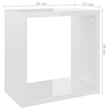 Wall Cube Shelves 2 pcs High Gloss White 26x15x26 cm - Extra Image