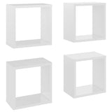 Wall Cube Shelves 4 pcs High Gloss White 26x15x26 cm - Front View