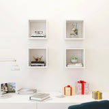 Wall Cube Shelves 4 pcs High Gloss White 26x15x26 cm - Side View