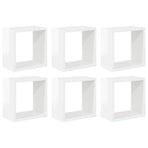 Wall Cube Shelves 6 pcs High Gloss White 26x15x26 cm