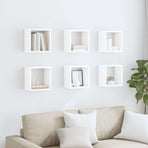Wall Cube Shelves 6 pcs High Gloss White 26x15x26 cm