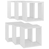 Wall Cube Shelves 6 pcs High Gloss White 26x15x26 cm - 45-Degree Angle