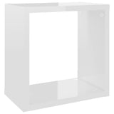 Wall Cube Shelves 6 pcs High Gloss White 26x15x26 cm - Close-Up Angle
