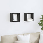 Wall Cube Shelves 2 pcs High Gloss Black 26x15x26 cm