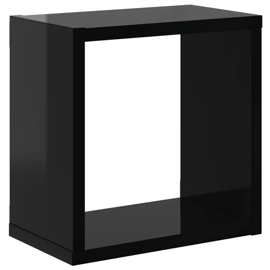 Wall Cube Shelves 2 pcs High Gloss Black 26x15x26 cm