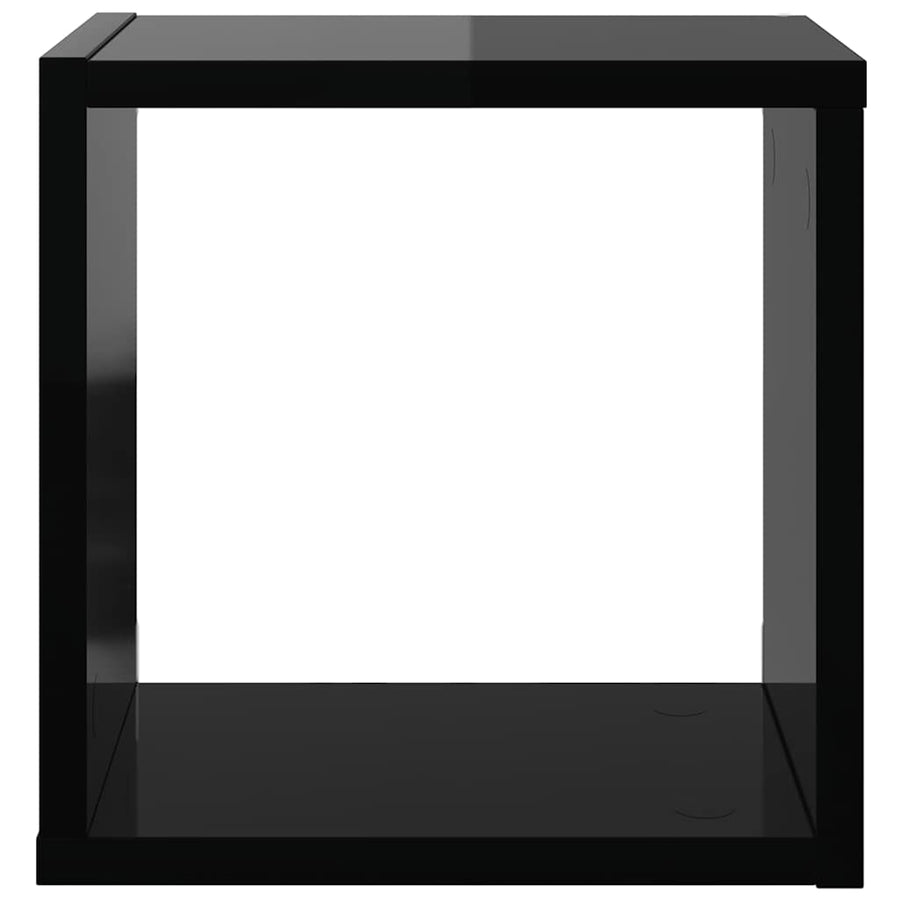 Wall Cube Shelves 2 pcs High Gloss Black 26x15x26 cm