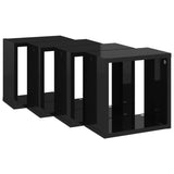 Wall Cube Shelves 4 pcs High Gloss Black 26x15x26 cm - 45-Degree Angle