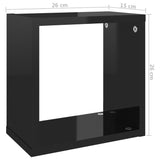 Wall Cube Shelves 4 pcs High Gloss Black 26x15x26 cm - Extra Image
