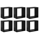 Wall Cube Shelves 6 pcs High Gloss Black 26x15x26 cm