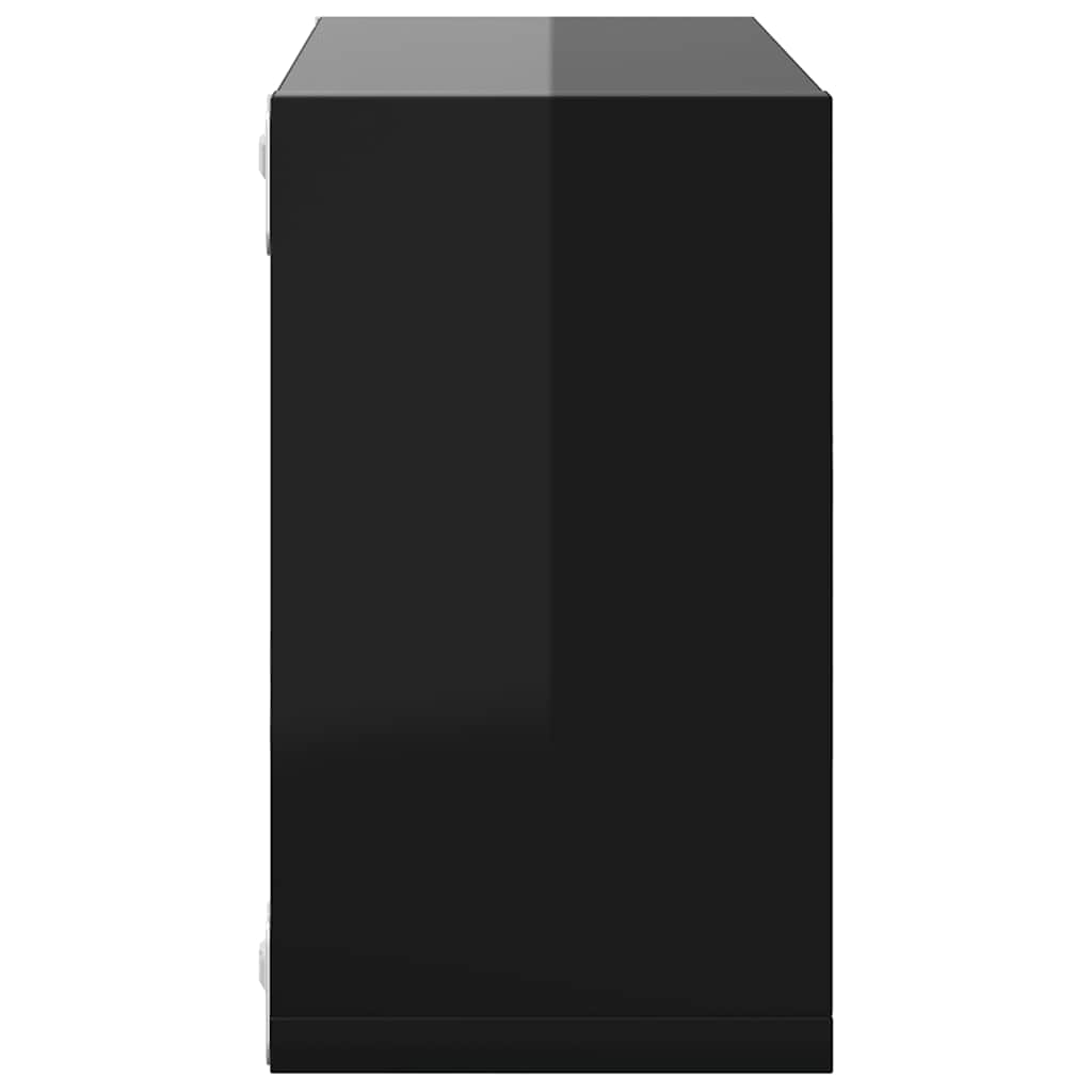 Wall Cube Shelves 6 pcs High Gloss Black 26x15x26 cm