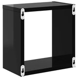 Wall Cube Shelves 6 pcs High Gloss Black 26x15x26 cm - Low Angle