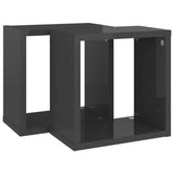 Wall Cube Shelves 2 pcs High Gloss Grey 26x15x26 cm - 45-Degree Angle