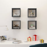 Wall Cube Shelves 4 pcs High Gloss Grey 26x15x26 cm - Side View