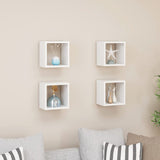 Wall Cube Shelves 4 pcs White 22x15x22 cm